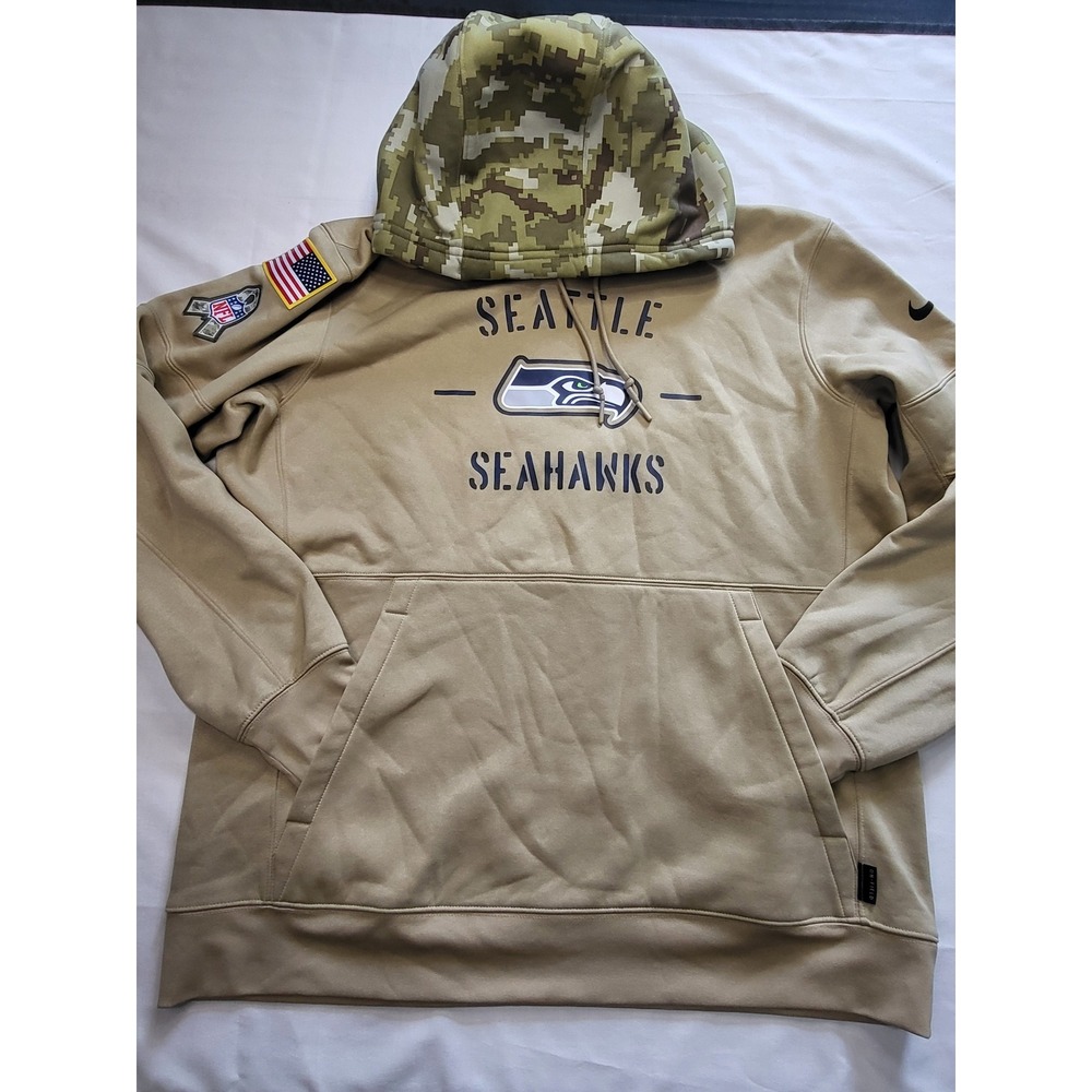 Nike Seattle Seahawks Salute to Service Hoodie Mens XL Tan Camo NFL AT6747-297